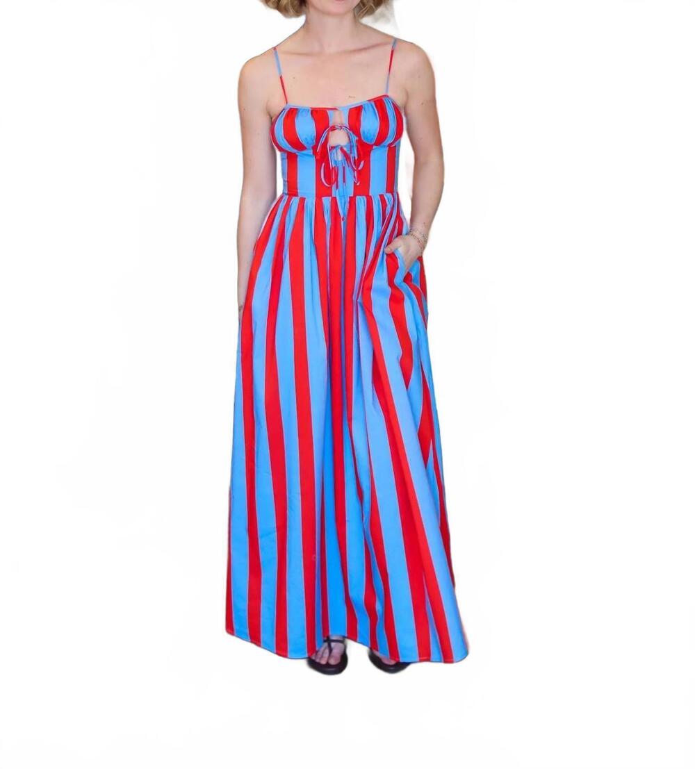 NEW LINE AND DOT primo maxi dress in blue multi